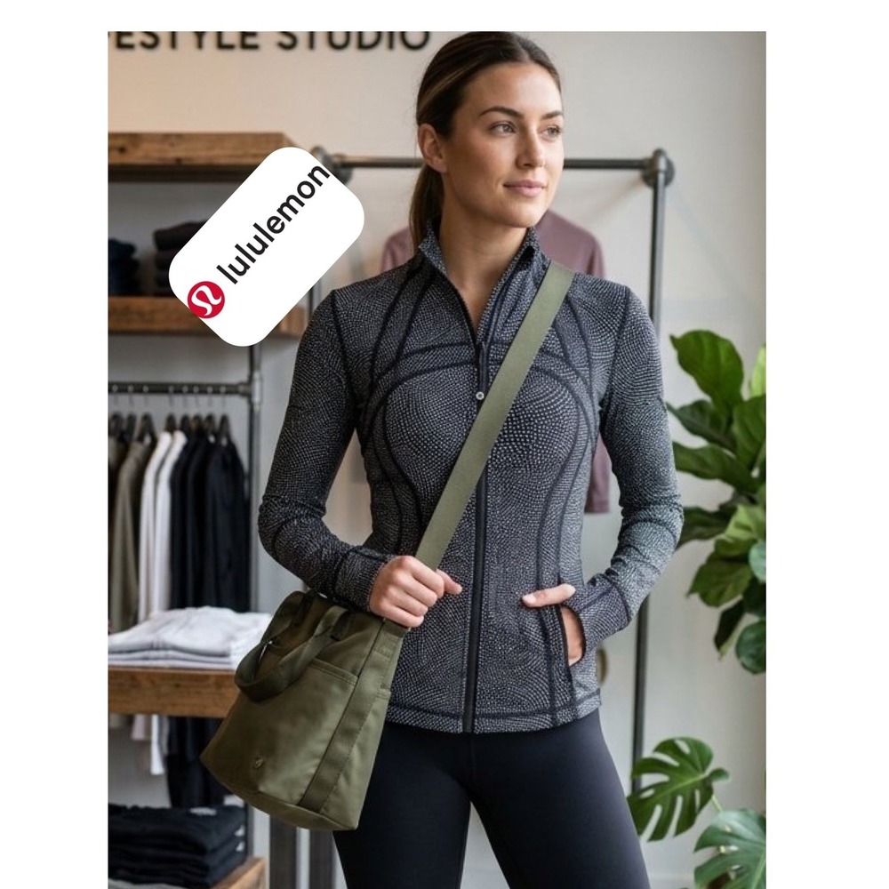 Lululemon Define Jacket Black White Dotted Swirl Full Zip Sz 4 Athleisure Sport